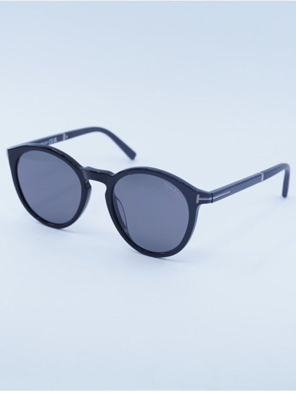 Tom Ford FT1021-N 01D Sunglasses - Shiny Black Round Frame, Smoke Lenses